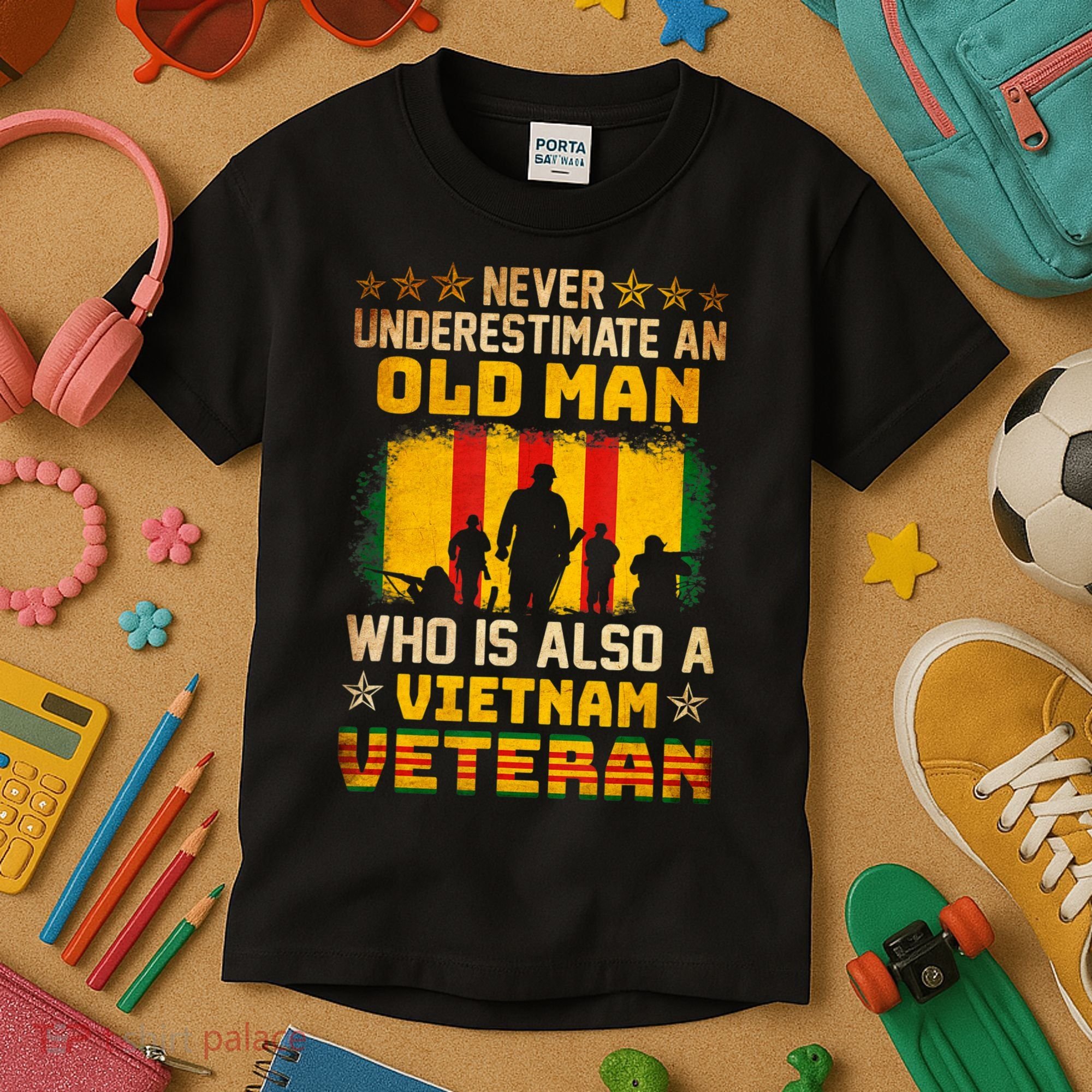Never Underestimate An Old Man Vietnam Veteran Kids T-Shirt