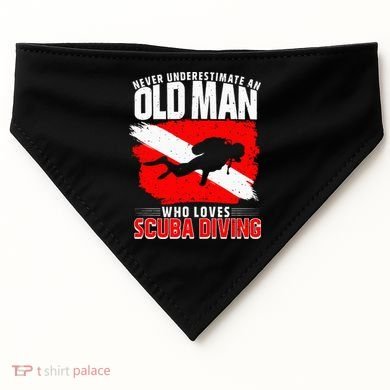 Never Underestimate An Old Man Diver Gift Scuba Diving USA-Made Doggie Bandana