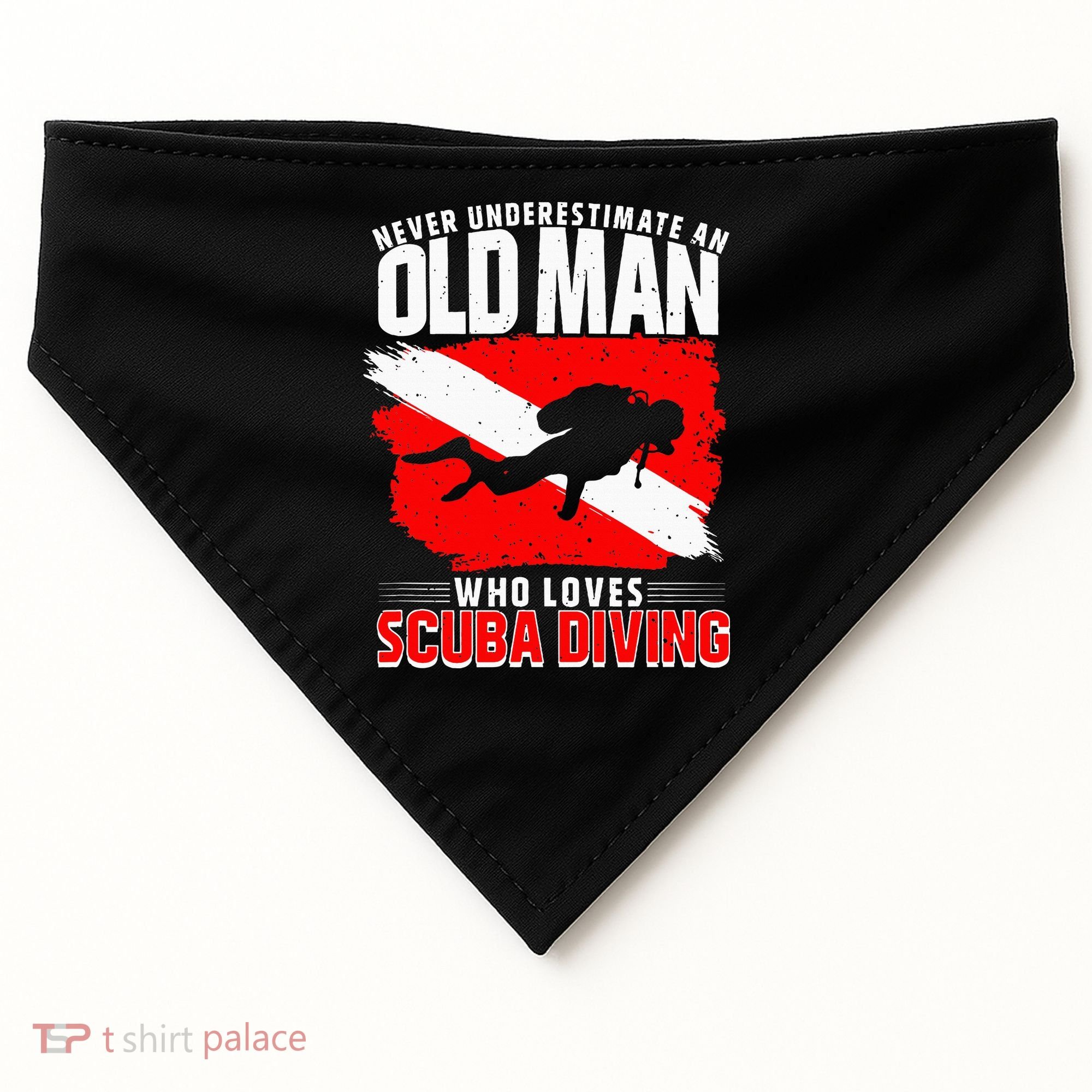 Never Underestimate An Old Man Diver Gift Scuba Diving USA-Made Doggie Bandana