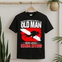 Never Underestimate An Old Man Diver Gift Scuba Diving T-Shirt thumb 2