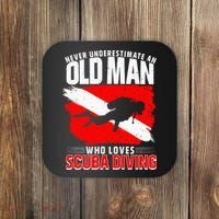 Never Underestimate An Old Man Diver Gift Scuba Diving Coaster thumb 0