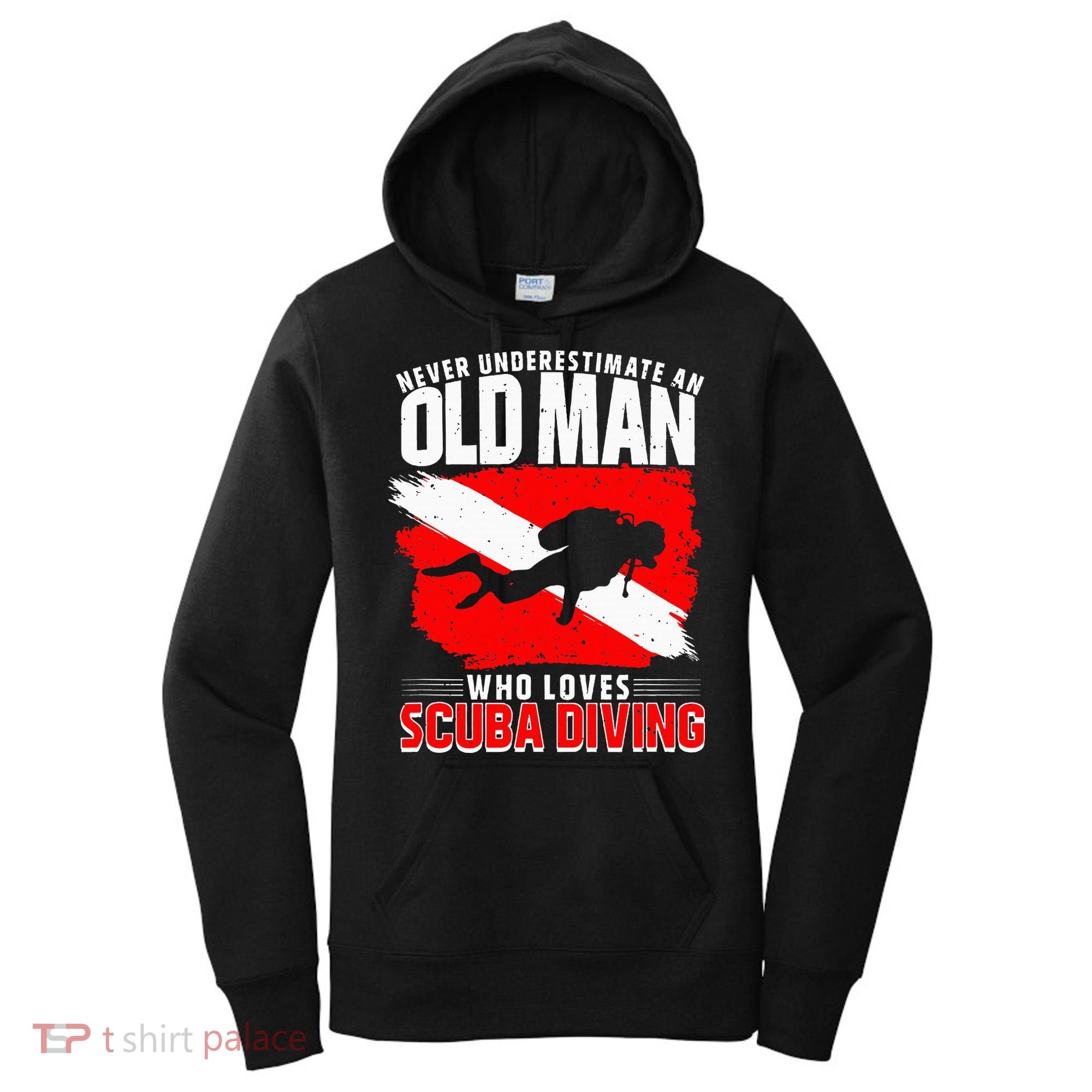 Never Underestimate An Old Man Diver Gift Scuba Diving Women's Hoodie
