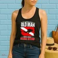 Never Underestimate An Old Man Diver Gift Scuba Diving Women's Tank Top thumb 2