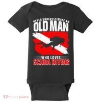 Never Underestimate An Old Man Diver Gift Scuba Diving Baby Bodysuit thumb 0