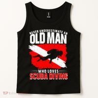 Never Underestimate An Old Man Diver Gift Scuba Diving Tank Top thumb 2