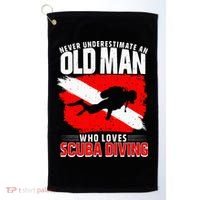 Never Underestimate An Old Man Diver Gift Scuba Diving Golf Towel thumb 0