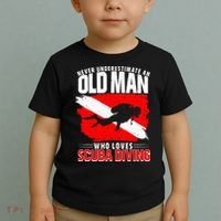 Never Underestimate An Old Man Diver Gift Scuba Diving Toddler T-Shirt thumb 2