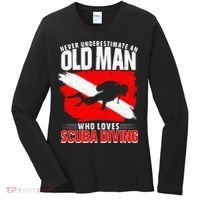 Never Underestimate An Old Man Diver Gift Scuba Diving Women's Long Sleeve Shirt thumb 0