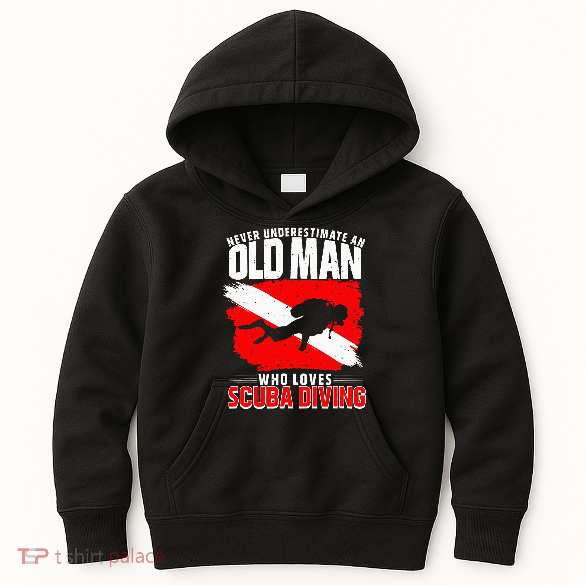 Never Underestimate An Old Man Diver Gift Scuba Diving Kids Hoodie