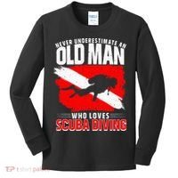 Never Underestimate An Old Man Diver Gift Scuba Diving Kids Long Sleeve Shirt thumb 0