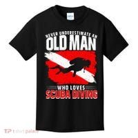 Never Underestimate An Old Man Diver Gift Scuba Diving Kids T-Shirt thumb 0