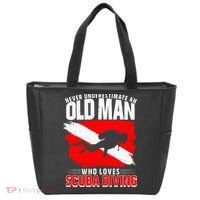 Never Underestimate An Old Man Diver Gift Scuba Diving Tote Bag thumb 0