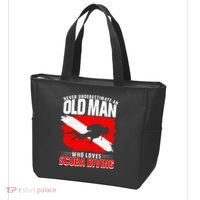 Never Underestimate An Old Man Diver Gift Scuba Diving Tote Bag thumb 3