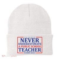 Never Underestimate A Public School Teacher Harris Waltz Beanie thumb 0