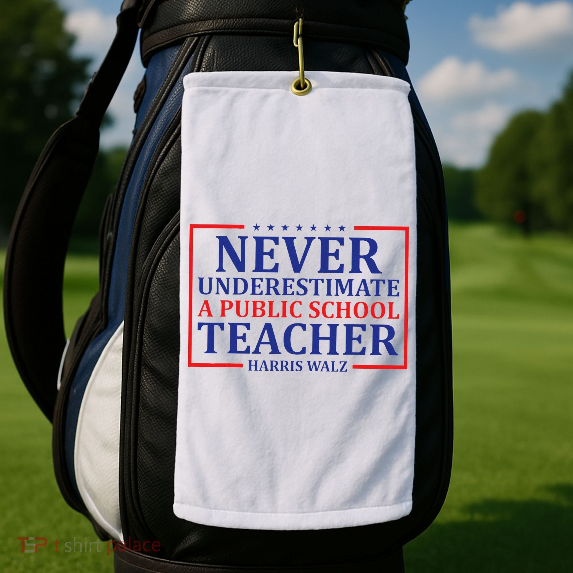 Never Underestimate A Public School Teacher Harris Waltz Golf Towel