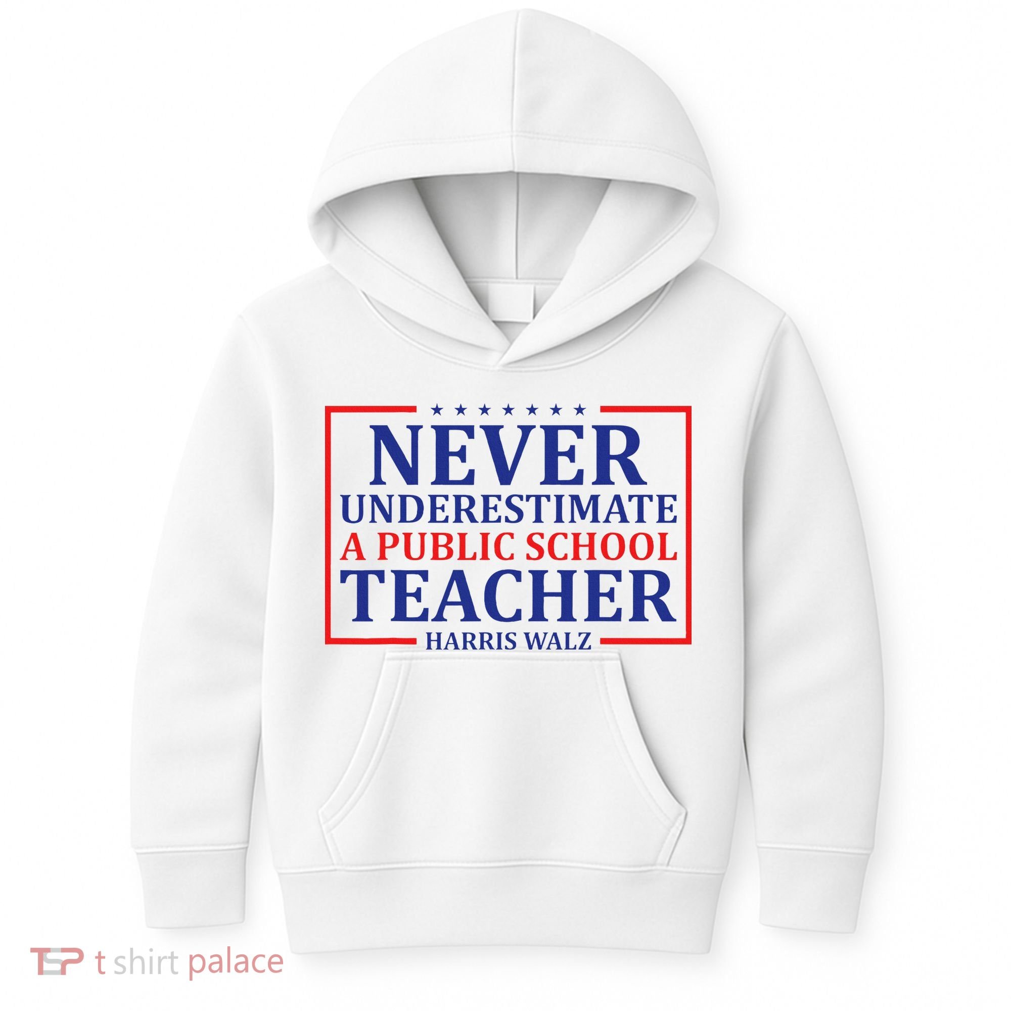 Never Underestimate A Public School Teacher Harris Waltz Kids Hoodie