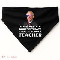 Never Underestimate A Public School Teacher Tim Walz 2024 USA-Made Doggie Bandana thumb 0