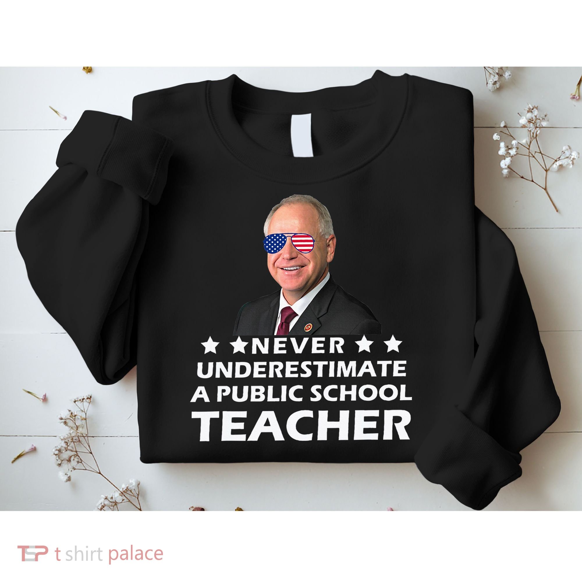Never Underestimate A Public School Teacher Tim Walz 2024 Sweatshirt