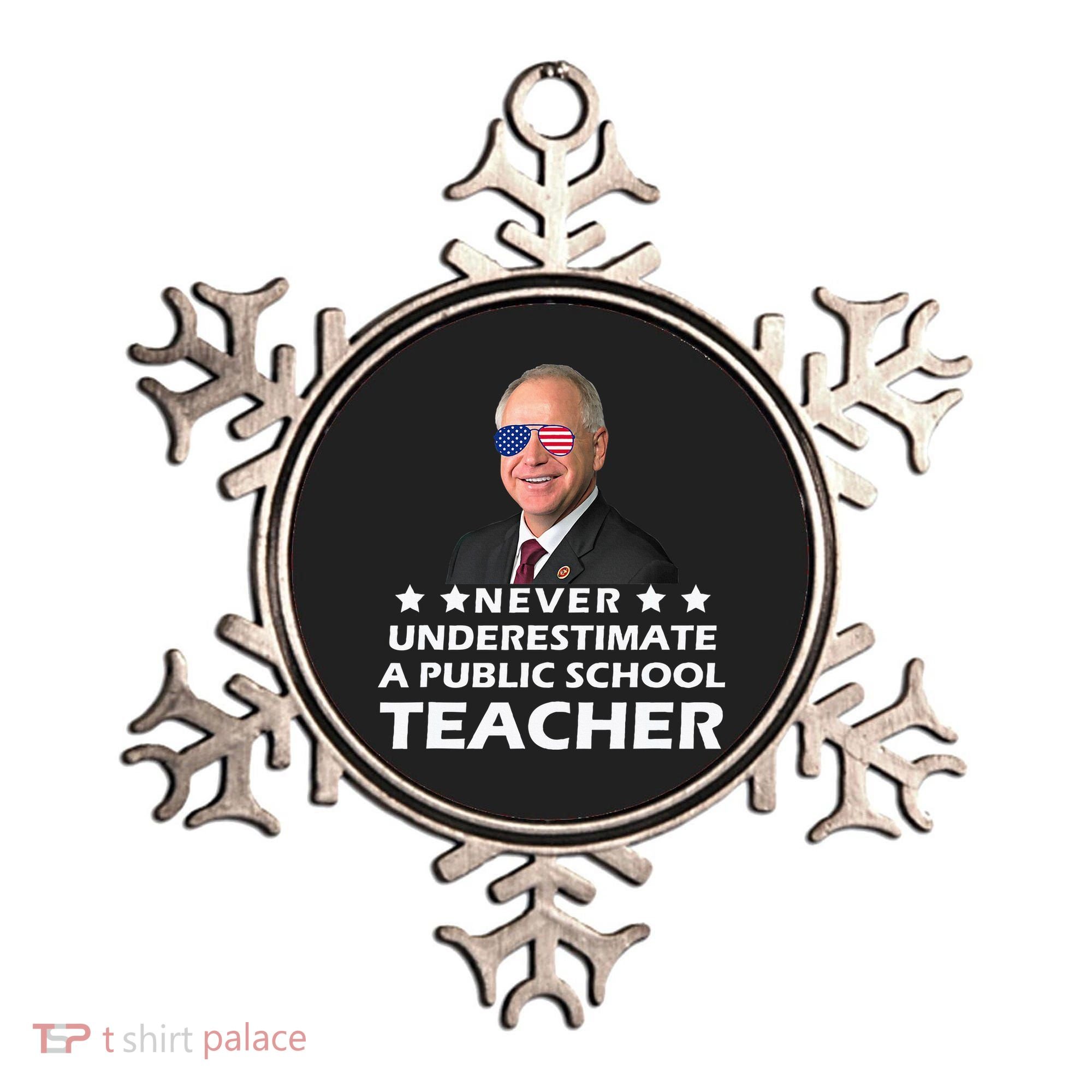 Never Underestimate A Public School Teacher Tim Walz 2024 Ornament