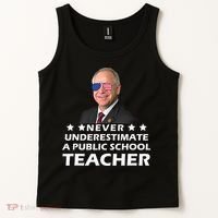 Never Underestimate A Public School Teacher Tim Walz 2024 Tank Top thumb 2