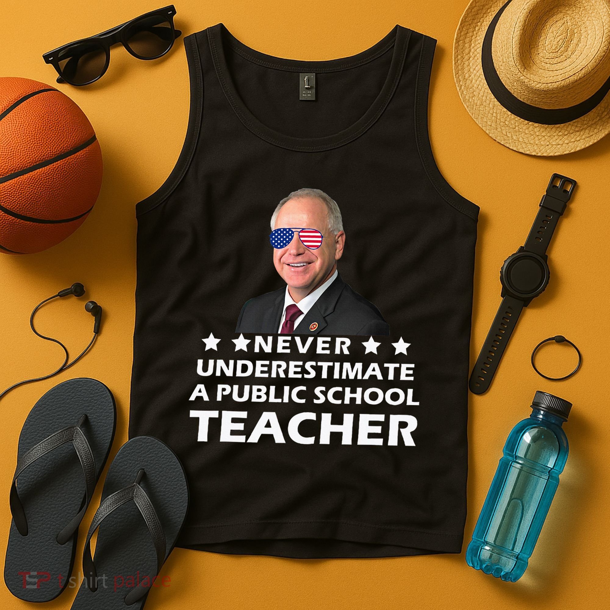 Never Underestimate A Public School Teacher Tim Walz 2024 Tank Top