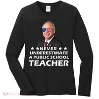 Never Underestimate A Public School Teacher Tim Walz 2024 Women's Long Sleeve Shirt thumb 0