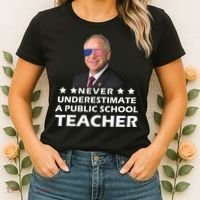 Never Underestimate A Public School Teacher Tim Walz 2024 Women's T-Shirt thumb 2