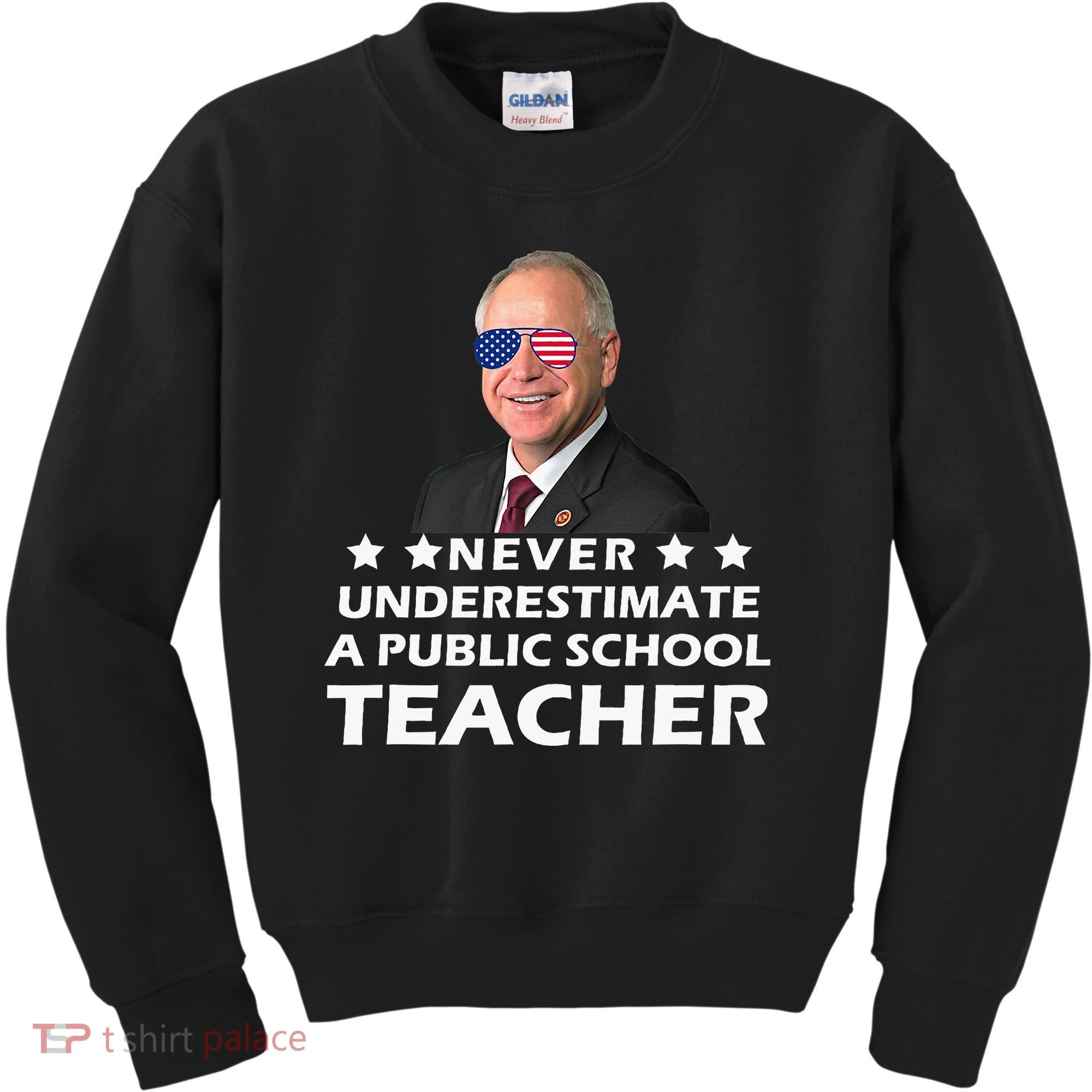 Never Underestimate A Public School Teacher Tim Walz 2024 Kids Sweatshirt