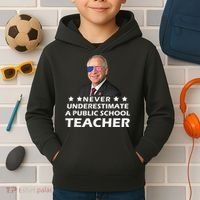 Never Underestimate A Public School Teacher Tim Walz 2024 Kids Hoodie thumb 2