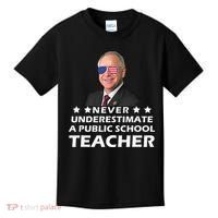 Never Underestimate A Public School Teacher Tim Walz 2024 Kids T-Shirt thumb 0