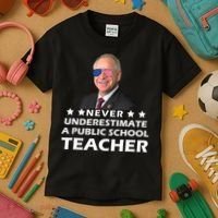 Never Underestimate A Public School Teacher Tim Walz 2024 Kids T-Shirt thumb 3
