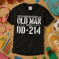 Never Underestimate An Old Man With A Dd214 Alumni Kids T-Shirt thumb 3