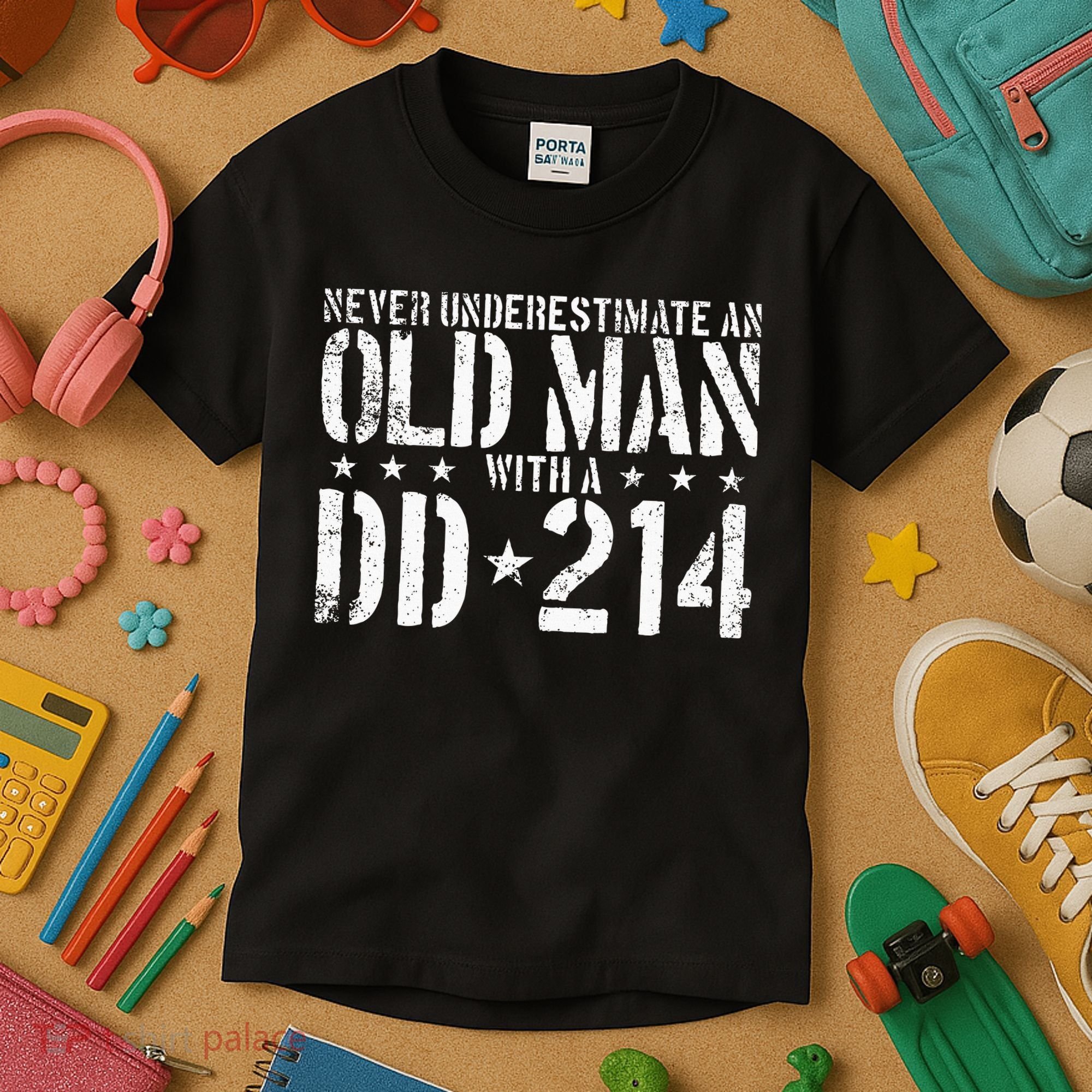 Never Underestimate An Old Man With A Dd214 Alumni Kids T-Shirt