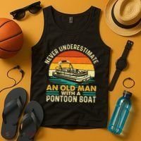 Never Underestimate An Old Man With Pontoon Boat Boating Tank Top thumb 4