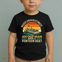 Never Underestimate An Old Man With Pontoon Boat Boating Toddler T-Shirt thumb 2