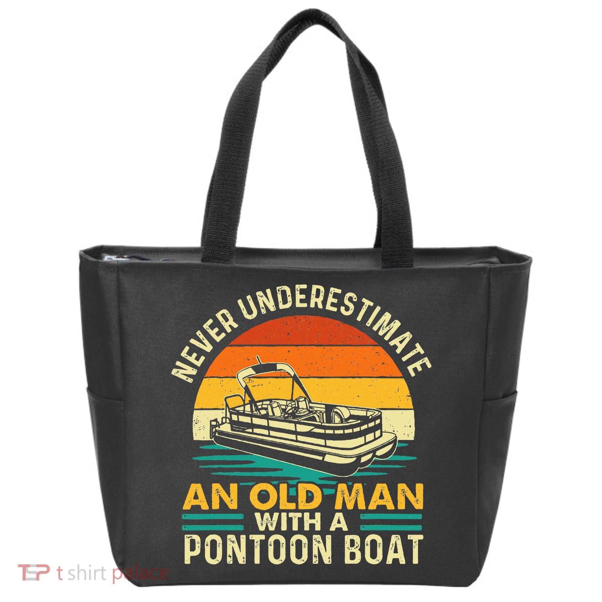 Never Underestimate An Old Man With Pontoon Boat Boating Tote Bag