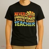 Never Underestimate A Public School Teacher Public Education T-Shirt thumb 3