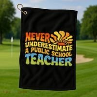Never Underestimate A Public School Teacher Public Education Golf Towel thumb 1