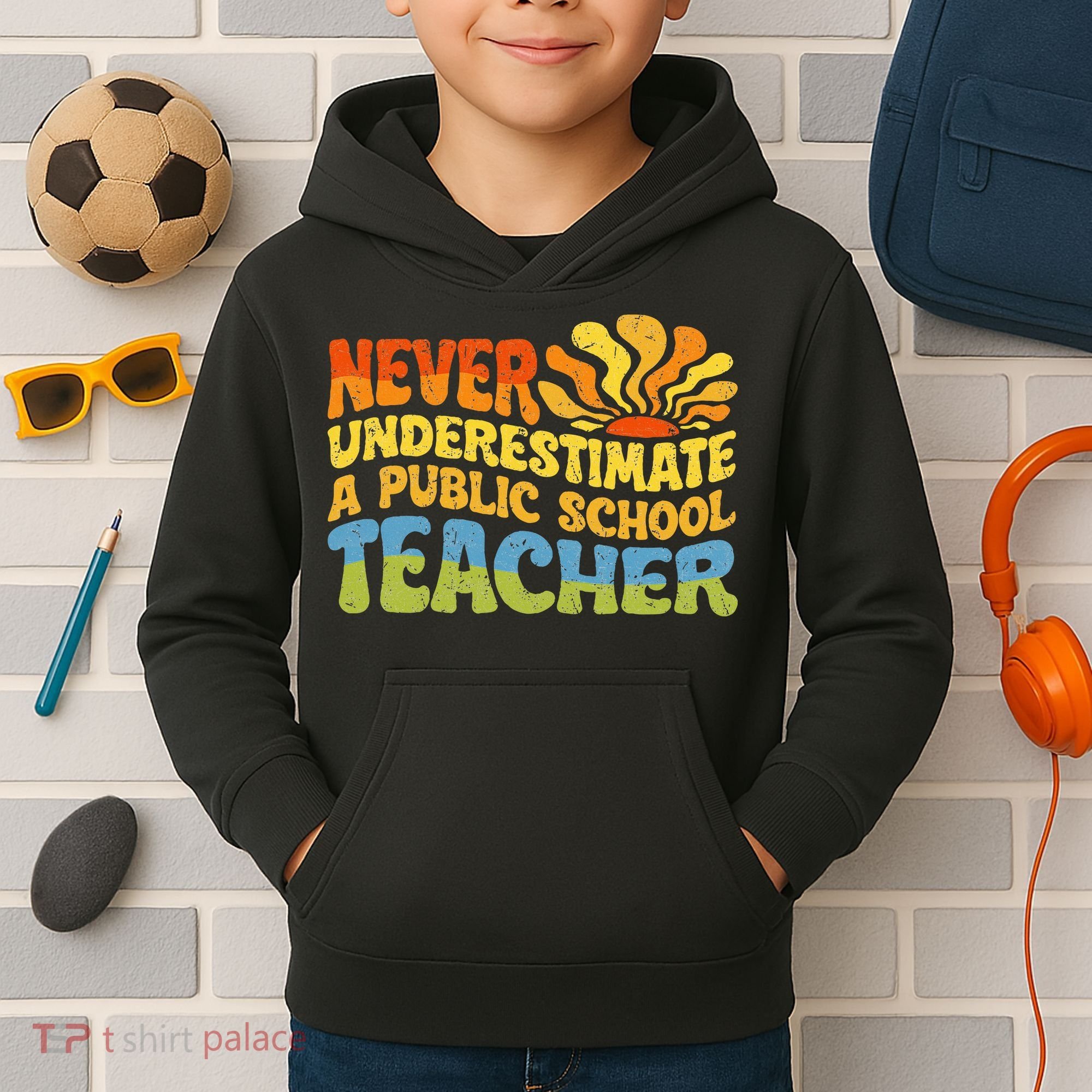Never Underestimate A Public School Teacher Public Education Kids Hoodie