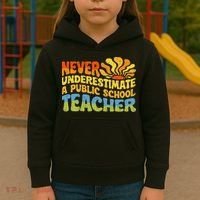 Never Underestimate A Public School Teacher Public Education Kids Hoodie thumb 3