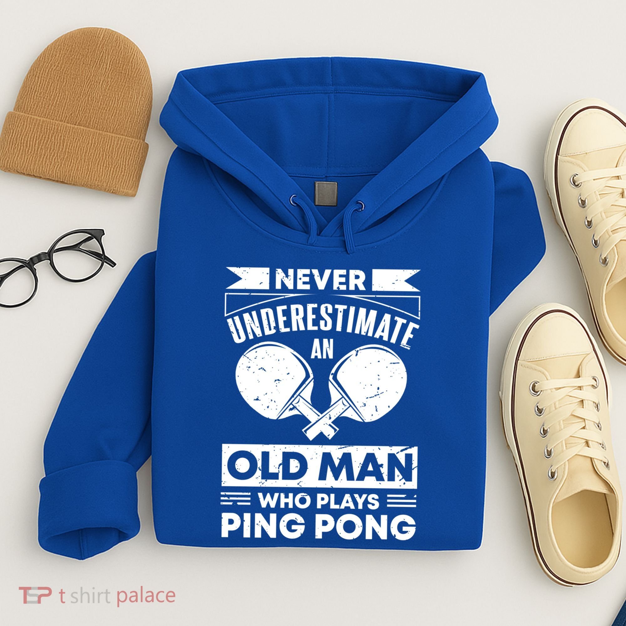 Never Underestimate An Old Funny Ping Pong Dad Joke Gift Hoodie