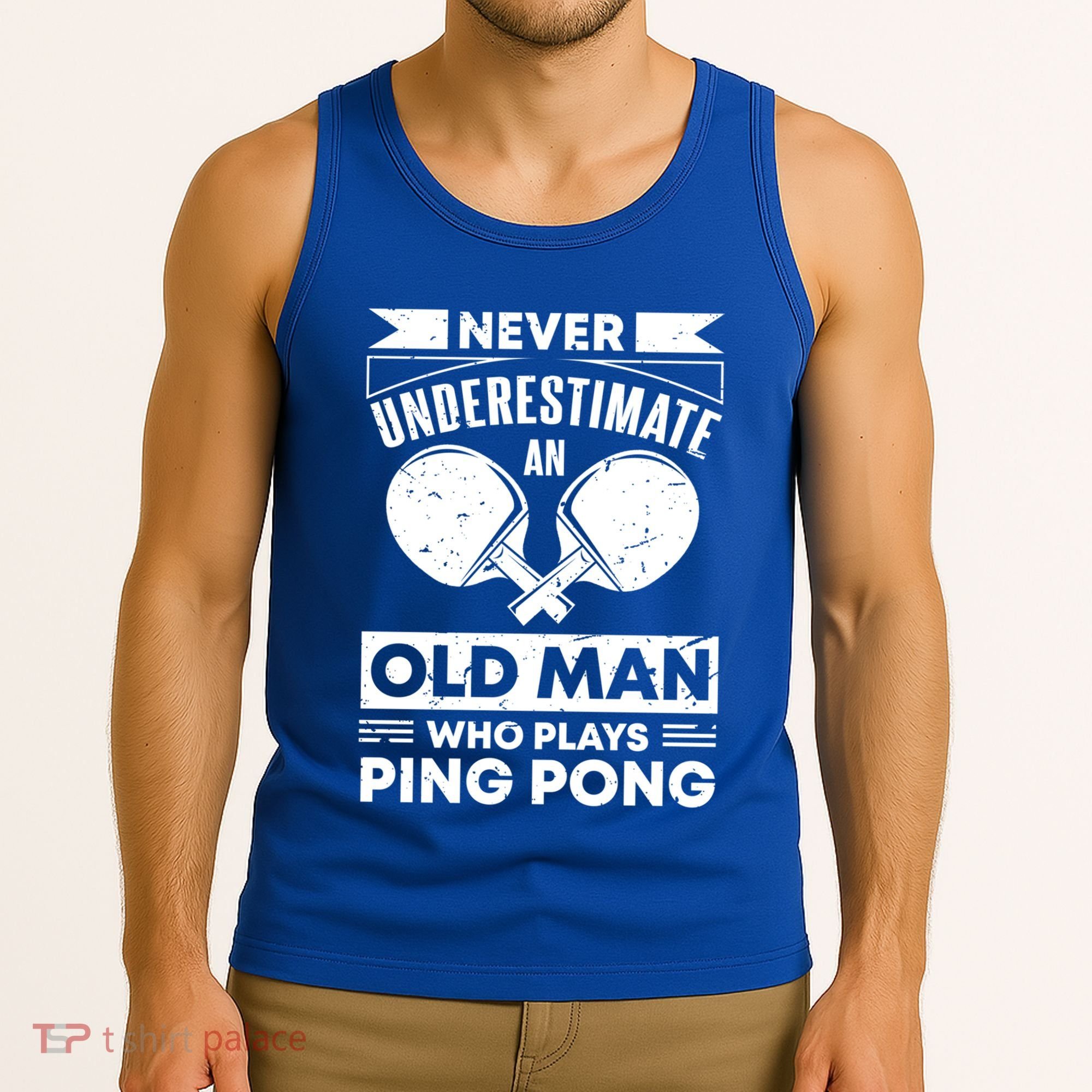 Never Underestimate An Old Funny Ping Pong Dad Joke Gift Tank Top