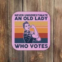 Never Underestimate An Old Lady Who Votes Feminist Coaster thumb 0