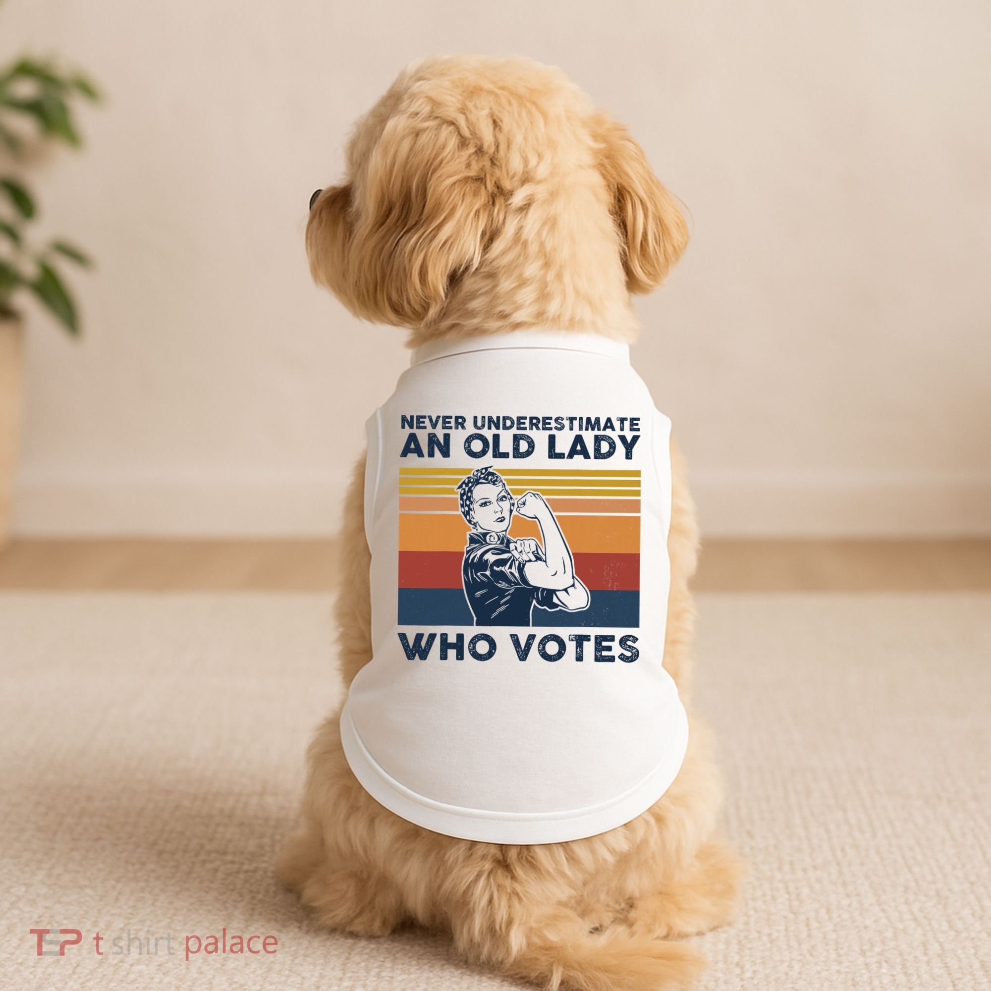 Never Underestimate An Old Lady Who Votes Feminist Doggie Tank