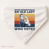Never Underestimate An Old Lady Who Votes Feminist USA-Made Doggie Bandana thumb 0