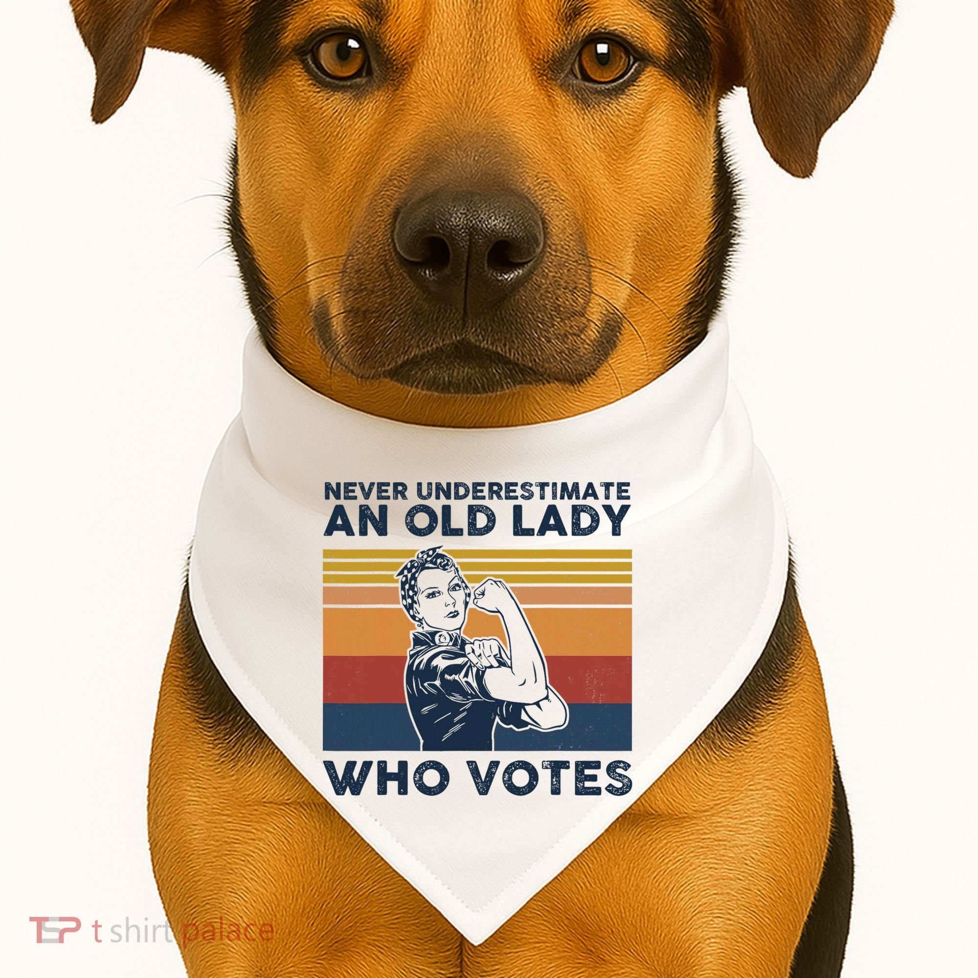 Never Underestimate An Old Lady Who Votes Feminist USA-Made Doggie Bandana