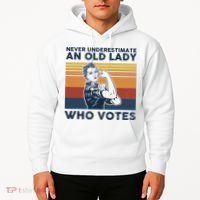 Never Underestimate An Old Lady Who Votes Feminist Hoodie thumb 2