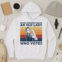 Never Underestimate An Old Lady Who Votes Feminist Hoodie thumb 3