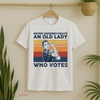 Never Underestimate An Old Lady Who Votes Feminist T-Shirt thumb 2