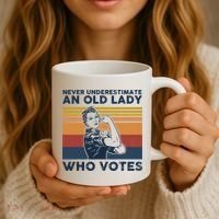 Never Underestimate An Old Lady Who Votes Feminist Coffee Mug thumb 3